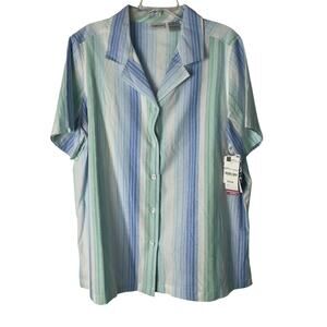 Vintage Cabin Creek Striped Button Up Short Sleeve Womens Blouse Size 1X NWT